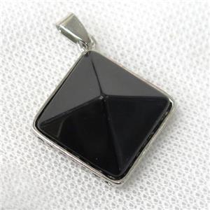 black Onyx Agate pyramid pendant, approx 20mm [GM13878]