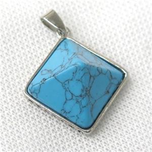 blue Turquoise pyramid pendant, approx 20mm [GM13879]