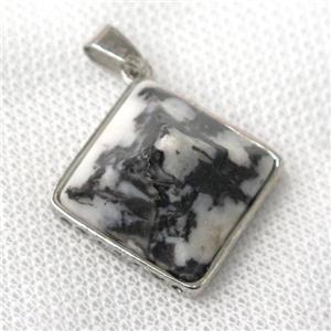 black zebra jasper pyramid pendant, approx 20mm [GM13881]