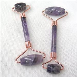 Amethyst Roller GuaSha Massage Tools, rose gold, approx 18-40mm, 150mm [GM13886]