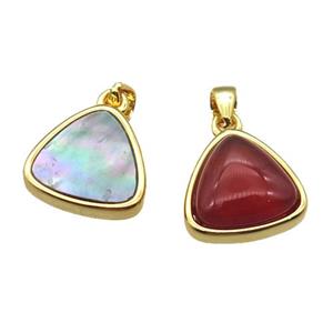 Abalone Shell and Agate triangle pendant, approx 12mm [GM13903]