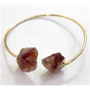 citrine bangle, copper, gold plated, approx 60mm dia [GMBR022]