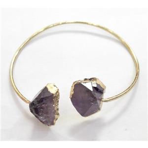 amethyst bangle, copper, gold plated, approx 60mm dia [GMBR023]