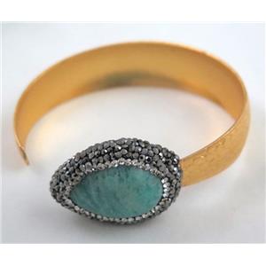 Admazonite bracelet paved rhinestone, approx 12-20mm, 60mm dia [GMBR030]