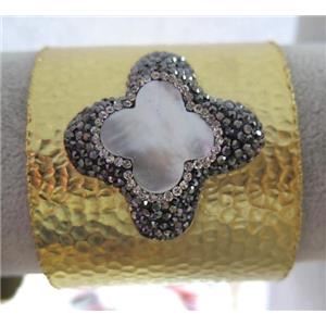 copper bracelet paved rhinestone shell, approx 60mm dia [GMBR032]