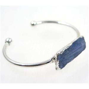 kyanite bangle, copper, silver plated, approx 40-60mm [GMBR147]
