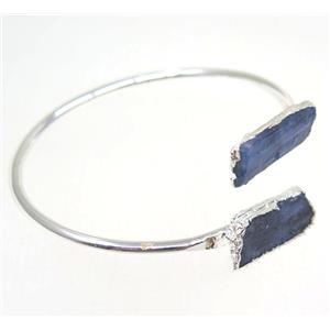 kyanite bangle, copper, silver plated, approx 60mm dia [GMBR152]