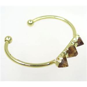 yellow citrine bangle, copper, gold plated, approx 40-60mm [GMBR162]