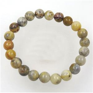 round Yellow Crazy Agate bead bracelet, stretchy, approx 8mm, 60mm dia [GMBR173]