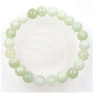 New Mountain Jade bead bracelet, round, stretchy, approx 8mm, 60mm dia [GMBR184]