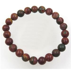 red Picasso Jasper Beads bracelet, round, stretchy, approx 8mm, 60mm dia [GMBR189]