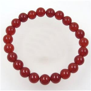 Ruby Agate bead bracelet, round, stretchy, approx 8mm, 60mm dia [GMBR190]