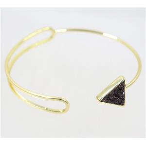 black druzy quartz copper cuff bracelet, gold plated, approx 15-55mm [GMBR235]