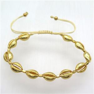 handmade Adjustable bracelet with coper conch beads, gold, approx 8-11mm [GMBR347]