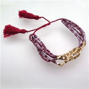 handmade resizable bracelet with crystal glass beads, approx 2.5mm [GMBR351]