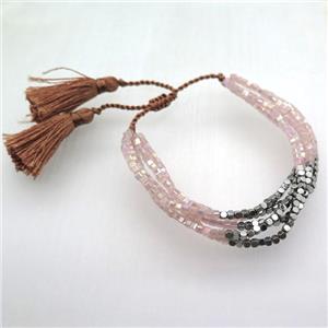 handmade Adjustable bracelet with crystal glass bead, approx 2.5mm [GMBR352]