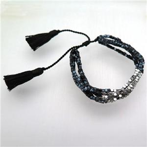 handmade Adjustable bracelet with crystal glass bead, approx 2.5mm [GMBR357]