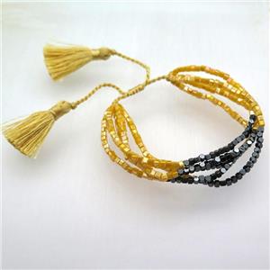 handmade bracelet with crystal glass bead, approx 2.5mm [GMBR358]