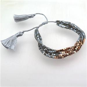 handmade Adjustable bracelet with crystal glass bead, approx 2.5mm [GMBR359]