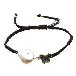 handmade bracelet with pearl bead, approx 10-12mm, 22-28cm length [GMBR369]