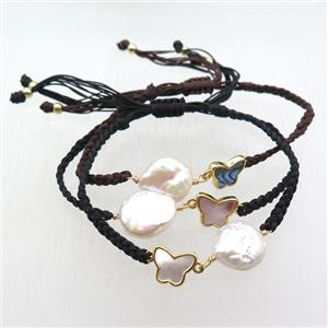 handmade bracelet with pearl bead, approx 10-12mm, 22-28cm length [GMBR372]