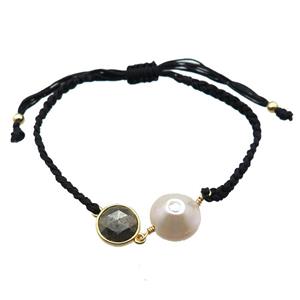 handmade bracelet with pearl bead, approx 10-12mm, 22-28cm length [GMBR377]