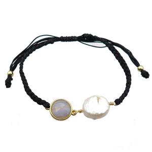 handmade bracelet with pearl bead, approx 10-12mm, 22-28cm length [GMBR378]