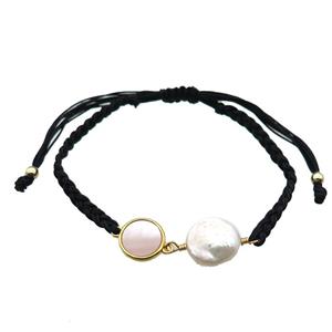 handmade bracelet with pearl bead, approx 10-12mm, 22-28cm length [GMBR379]