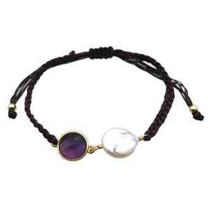 handmade bracelet with pearl bead, approx 10-12mm, 22-28cm length [GMBR380]