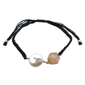 handmade bracelet with pearl bead, approx 10-12mm, 22-28cm length [GMBR382]