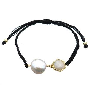 handmade bracelet with pearl bead, approx 10-12mm, 22-28cm length [GMBR384]