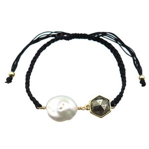 handmade bracelet with pearl bead, approx 10-12mm, 22-28cm length [GMBR386]