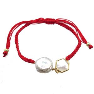 handmade bracelet with pearl, approx 10-12mm, 22-28cm length [GMBR394]