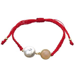 handmade bracelet with pearl, approx 10-12mm, 22-28cm length [GMBR397]
