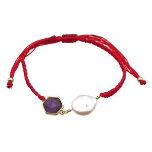 handmade bracelet with pearl bead, approx 10-12mm, 22-28cm length [GMBR400]