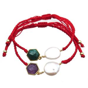 handmade bracelet with pearl bead, approx 10-12mm, 22-28cm length [GMBR401]