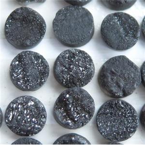 druzy quartz cabochon, round, approx 8mm dia [GMC100-8MM]