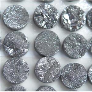 druzy quartz cabochon, round, approx 8mm dia [GMC101-8MM]