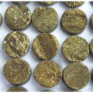 druzy quartz cabochon, round, approx 8mm dia [GMC102-8MM]