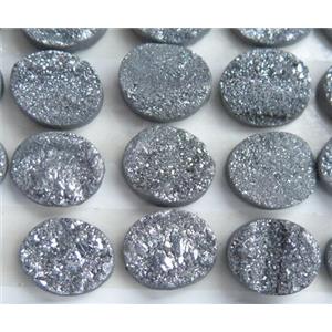 druzy quartz cabochon, oval, approx 10x12mm [GMC117]