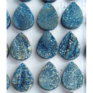 druzy quartz cabochon, teardrop, approx 9x12mm [GMC119]