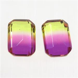 synthetical multicolor Tourmaline cabochon, no hole, rectangle, approx 10x14mm [GMC143]