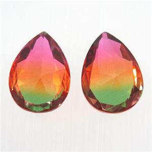 synthetical multicolor Tourmaline cabochon, no hole, teardrop, approx 13x18mm [GMC146-13X18MM]