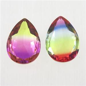 synthetical multicolor Tourmaline cabochon, no hole, teardrop, approx 13x18mm [GMC147-13X18MM]