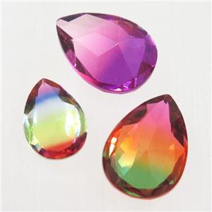 synthetical Tourmaline cabochon, mix color, no hole, teardrop, approx 13x18mm [GMC148-13X18MM]
