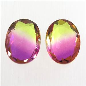 synthetical multicolor Tourmaline cabochon, no hole, oval, approx 13x18mm [GMC153-13X18MM]