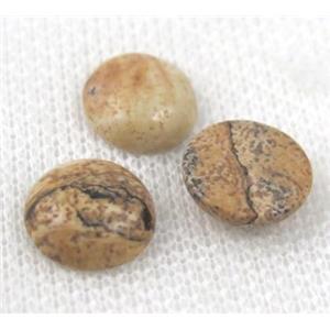 picture jasper cabochon, round, approx 12mm dia, 5mm thick [GMC87]