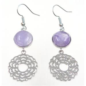 lt.purple amethyst earring, platinum plated, approx 12-60mm [GMER057]