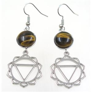 tiger eye stone earring, platinum plated, approx 12-60mm [GMER058]