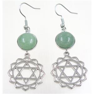 green aventurine earring, platinum plated, approx 12-60mm [GMER059]